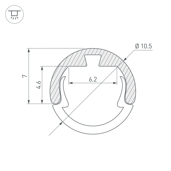 Профиль ROUND-D10.5-2000 ANOD BLACK (Arlight, Алюминий)