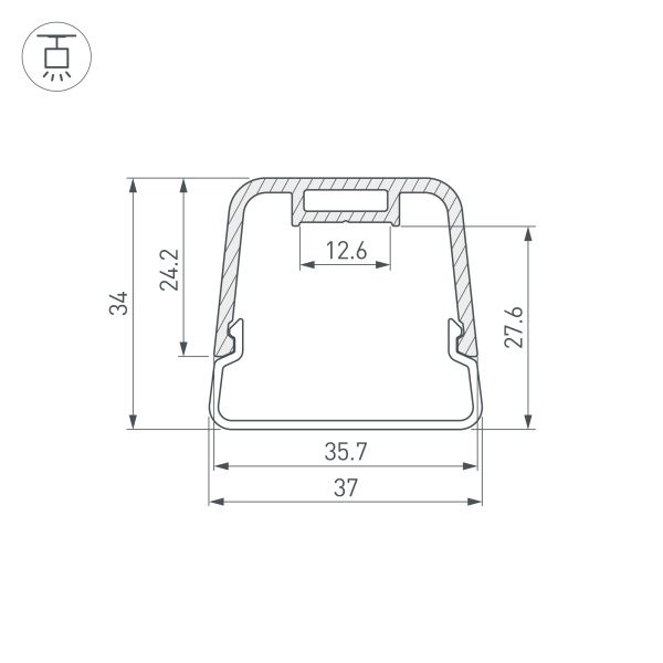 Профиль с экраном LINE-D-3734-2000 TETRA OLIVE GREY+OPAL  (Arlight, Алюминий)