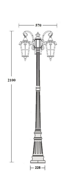 Фонарный столб YAOHUA LUX, Черный с коричневой патиной, Классика, 86109B R