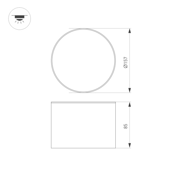 Светильник SP-CYLINDO-R160-18W Warm3000 (WH, 110 deg, 230V) (Arlight, IP54 Металл, 3 года)