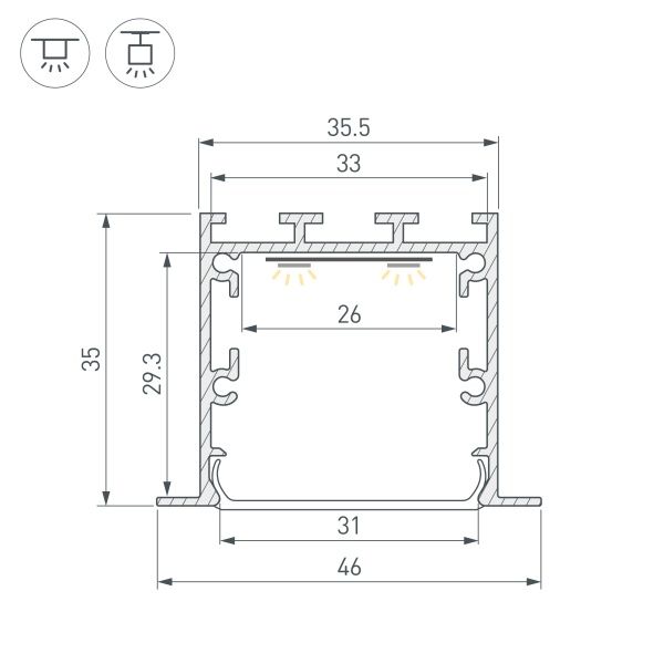 Профиль LINIA49-F-M-3000 WHITE (Arlight, Алюминий) Профиль LINIA49-F-M-3000 WHITE (Arlight, Алюминий)
