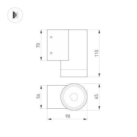 Светильник LGD-RAY-WALL-R65-12W Warm3000 (GR, 6 deg, 230V) (Arlight, IP65 Металл, 3 года)