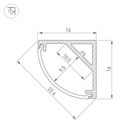 Профиль SL-KANT-H16-S10-2000 ANOD (Arlight, Алюминий)