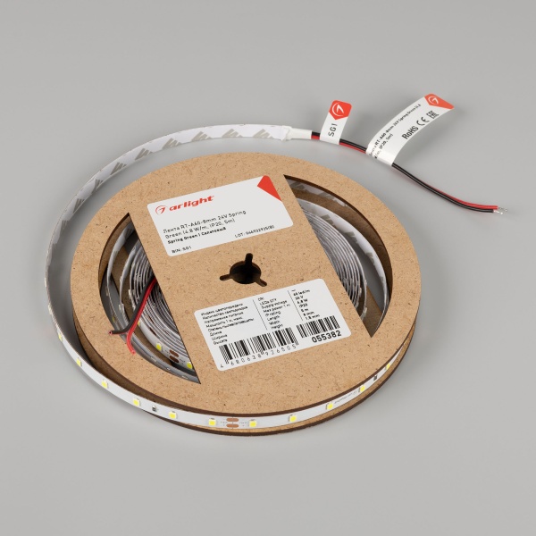 Лента RT-A60-8mm 24V Spring Green (4.8 W/m, IP20, 5m) (Arlight, -)