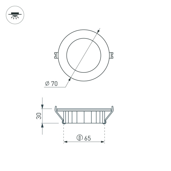 Светодиодный светильник LTM-R70WH-Frost 4.5W Day White 110deg (Arlight, IP40 Металл, 3 года)