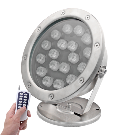 Светильник для водоемов, UG1461,  AC12V 18W IP68 RGB+RF, сатин-никель
