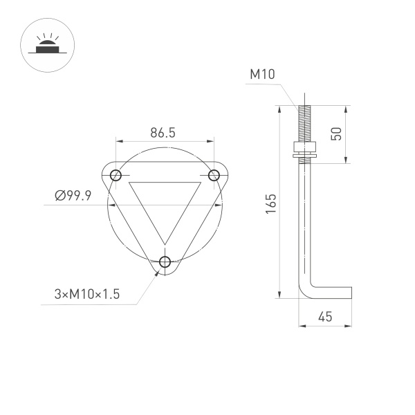 Светильник LGD-FRESNEL-BOLL-H1000-20W Day4000-MIX (GR, 290 deg, 230V) (Arlight, IP65 Металл, 5 лет)