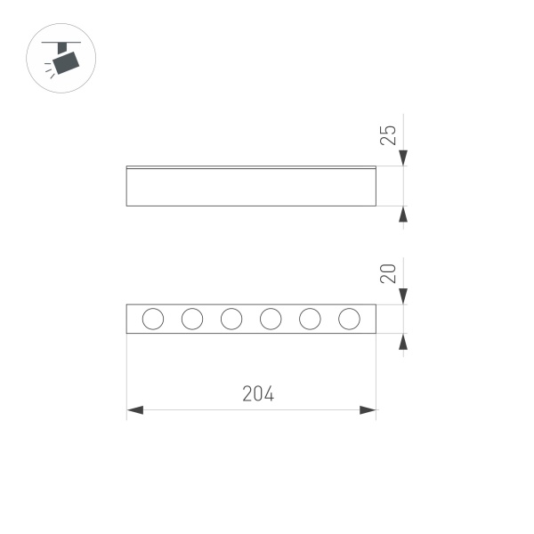 Светильник MAG-DOTS-25-L200-6W Warm3000 (BK, 30 deg, 24V, DALI) (Arlight, IP20 Металл, 3 года)