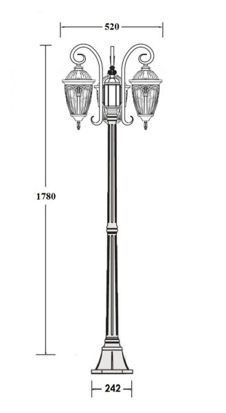 Фонарный столб YAOHUA LUX, Черный, Классика, 86308B 18 Bl