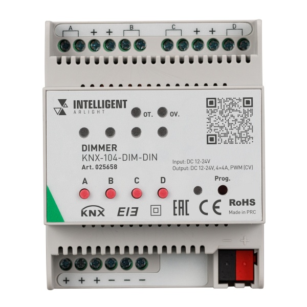 INTELLIGENT ARLIGHT Диммер KNX-104-DIM-DIN (12-24V, 4x4A) (IARL, -) INTELLIGENT ARLIGHT Диммер KNX-104-DIM-DIN (12-24V, 4x4A) (IARL, -)