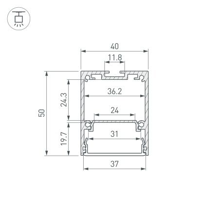 Профиль IP-LINE-4050-2000 BLACK (Arlight, Алюминий) Профиль IP-LINE-4050-2000 BLACK (Arlight, Алюминий)