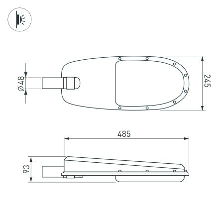 Светильник OXOR-ELFA-484х246-57W Day5000 (GR, 144x61 deg, 230V) IP65 (Arlight, -)