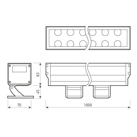 Светодиодный прожектор AR-LINE-1000XL-54W-24V RGB (Grey, 30 deg, DMX512) (Arlight, Закрытый) Светодиодный прожектор AR-LINE-1000XL-54W-24V RGB (Grey, 30 deg, DMX512) (Arlight, Закрытый)
