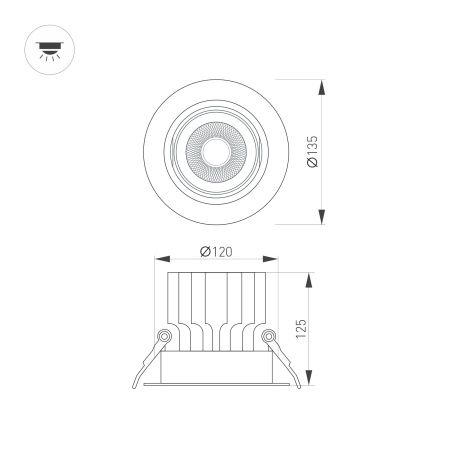 Светильник MS-VORTEX-BUILT-R135-30W Day4000 (WH-WH, 30 deg, 230V) (Arlight, IP20 Металл, 5 лет)