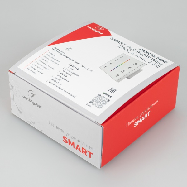 Панель Sens SMART-P45-RGBW White (230V, 4 зоны, 2.4G) (Arlight, IP20 Пластик, 5 лет) Панель Sens SMART-P45-RGBW White (230V, 4 зоны, 2.4G) (Arlight, IP20 Пластик, 5 лет)