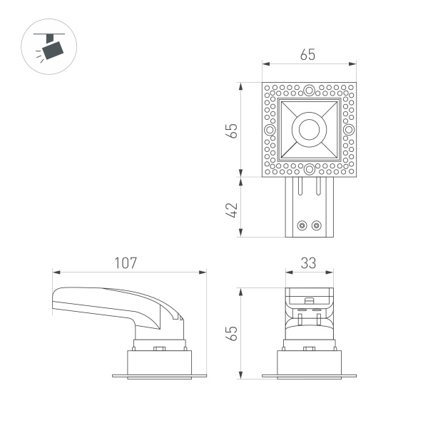 Светильник MS-RIALTO-TRIMLESS-S40x40-9W Day4000 (BK, 36deg, 230V) (Arlight, IP20 Металл, 5 лет)