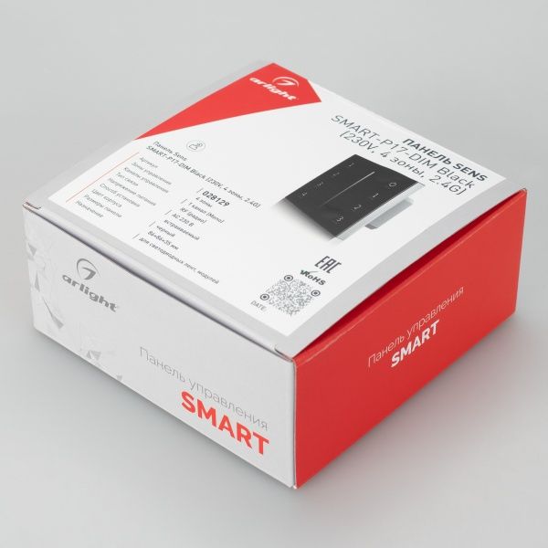 Панель Sens SMART-P17-DIM Black (230V, 4 зоны, 2.4G) (Arlight, IP20 Пластик, 5 лет) Панель Sens SMART-P17-DIM Black (230V, 4 зоны, 2.4G) (Arlight, IP20 Пластик, 5 лет)