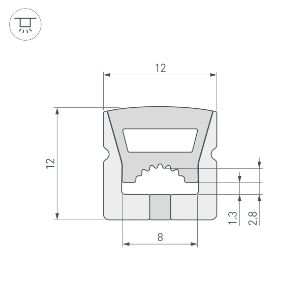 Силиконовый профиль WPH-FLEX-1212-TOP-S8-10m WHITE (Arlight, Силикон)