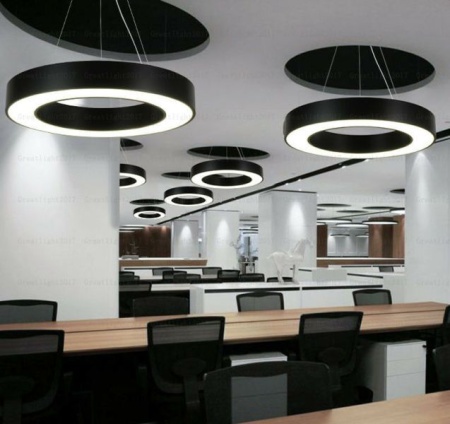 Светильник кольцевой линейный светодиодный  подвесной, HB0306, LED 48W 4000К диаметр 600mm, черный Светильник кольцевой линейный светодиодный  подвесной, HB0306, LED 48W 4000К диаметр 600mm, черный