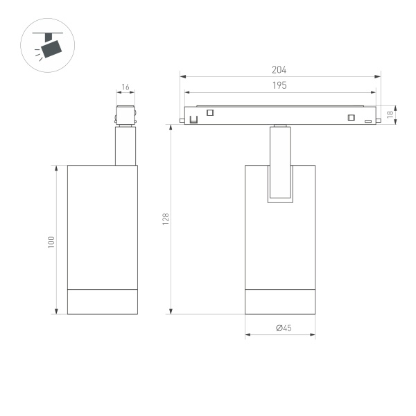 Светильник MAG-ORIENT-SPOT-R45-9W Warm3000 (WH, 24 deg, 48V, DALI) (Arlight, IP20 Металл, 5 лет)