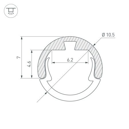 Профиль ROUND-D10.5-2000 ANOD (Arlight, Алюминий) Профиль ROUND-D10.5-2000 ANOD (Arlight, Алюминий)