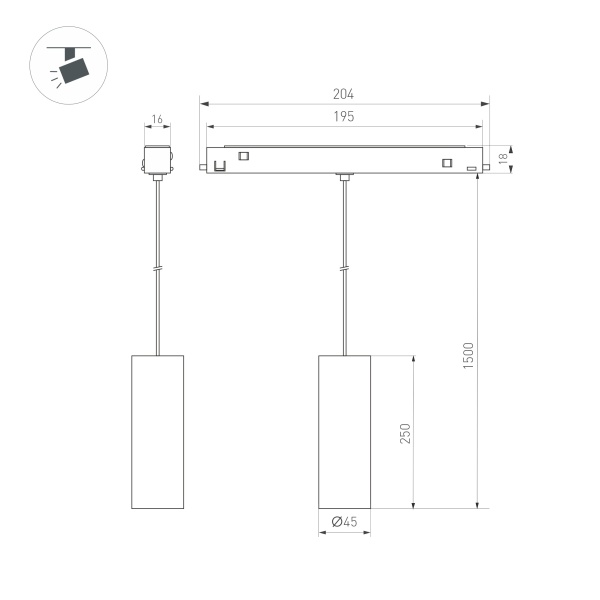 Светильник MAG-ORIENT-SPOT-HANG-R45-12W Day4000 (WH, 24 deg, 48V) (Arlight, IP20 Металл, 3 года)