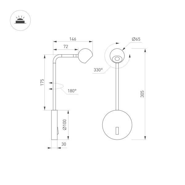 Светильник SP-OTTORI-LONG-WALL-6W Warm3000 (WH, 30 deg, 230V) (Arlight, IP20 Металл, 3 года)