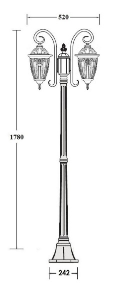 Фонарный столб YAOHUA LUX, Черный, Классика, 86308A 18 Bl