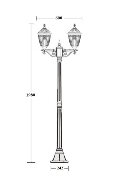 Фонарный столб YAOHUA LUX, Черный, Классика, 86308A 02 Bl