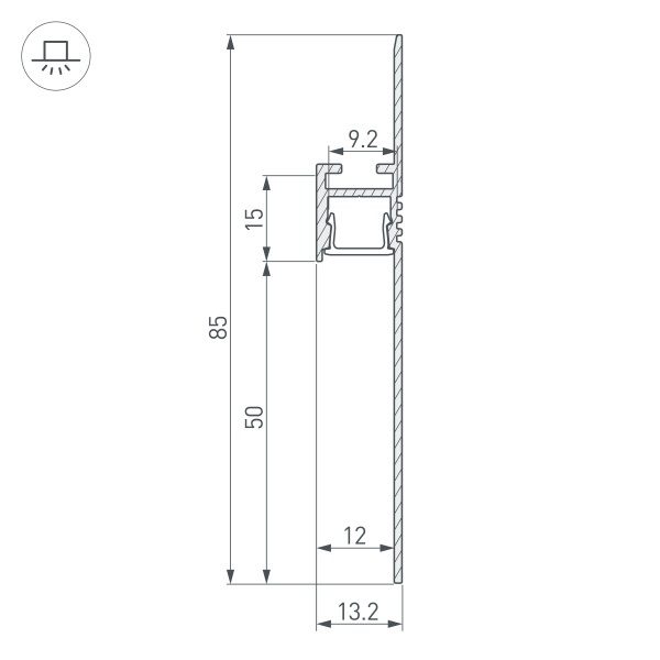 Профиль ARH-PLINTUS-50-FANTOM-3000 ANOD (Arlight, Алюминий) Профиль ARH-PLINTUS-50-FANTOM-3000 ANOD (Arlight, Алюминий)