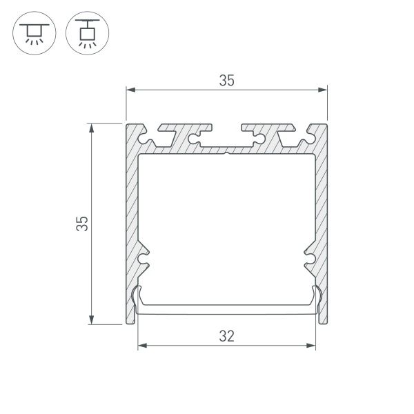 Профиль с экраном SL-LINE-3535-2500 WHITE+OPAL (Arlight, Алюминий)