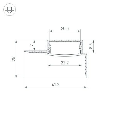 Профиль FANTOM-W20-H10-EDGE-2000 ANOD (Arlight, Алюминий) Профиль FANTOM-W20-H10-EDGE-2000 ANOD (Arlight, Алюминий)
