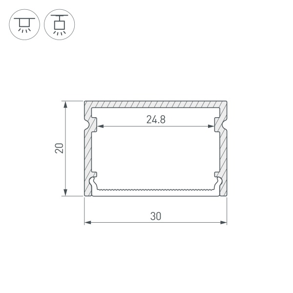 Профиль LINE-3020-2000 ANOD (Arlight, Алюминий)