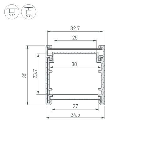Профиль LINE-3535-BENT-SIDE-2000 ANOD (Arlight, Алюминий) Профиль LINE-3535-BENT-SIDE-2000 ANOD (Arlight, Алюминий)