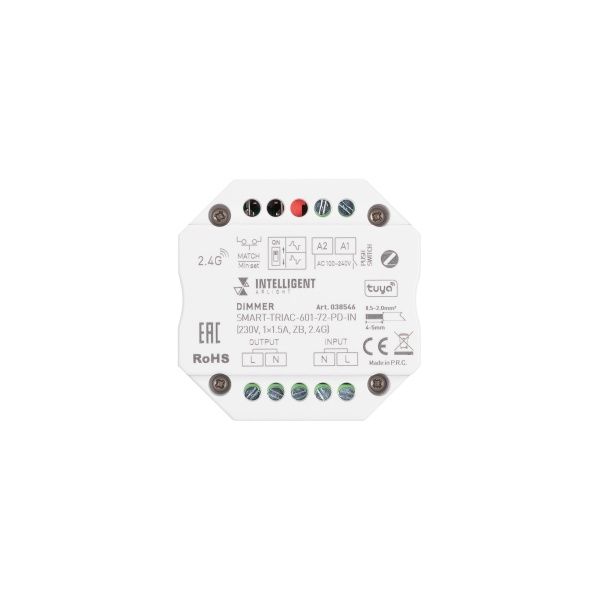 INTELLIGENT ARLIGHT Диммер SMART-TRIAC-601-72-PD-IN (230V, 1x1.5A, ZB, 2.4G) (IARL, IP20 Пластик, 5 лет) INTELLIGENT ARLIGHT Диммер SMART-TRIAC-601-72-PD-IN (230V, 1x1.5A, ZB, 2.4G) (IARL, IP20 Пластик, 5 лет)