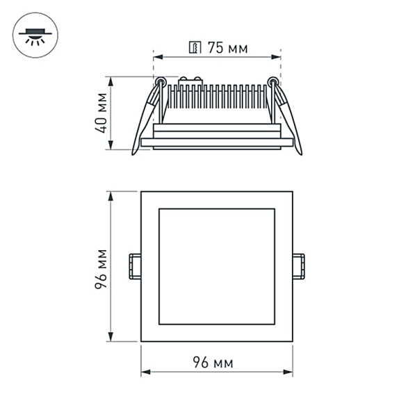 Светодиодная панель LT-S96x96WH 6W Warm White 120deg (Arlight, IP40 Металл, 3 года)