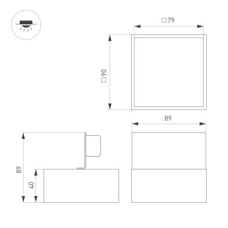 Светильник DL-GRIGLIATO-S90x90-6W Warm3000 (BK, 90 deg, 230) (Arlight, IP40 Металл, 5 лет)