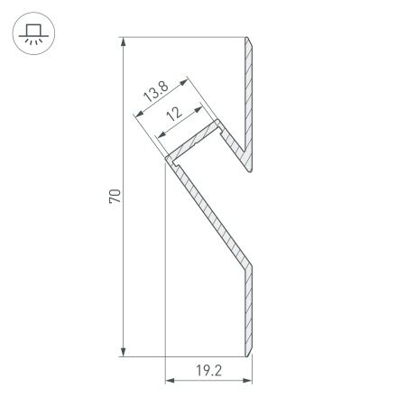 Профиль ARH-DECORE-S12-CAVE-F-2000 ANOD (Arlight, Алюминий)