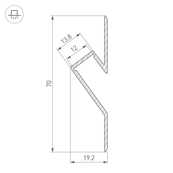 Профиль ARH-DECORE-S12-CAVE-F-2000 ANOD (Arlight, Алюминий)
