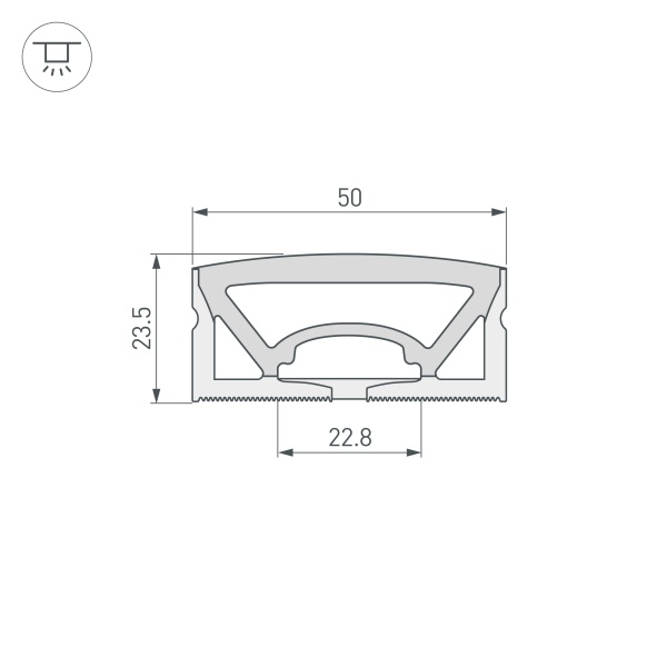 Силиконовый профиль WPH-FLEX-5025-TOP-S23-5m WHITE (Arlight, Силикон)