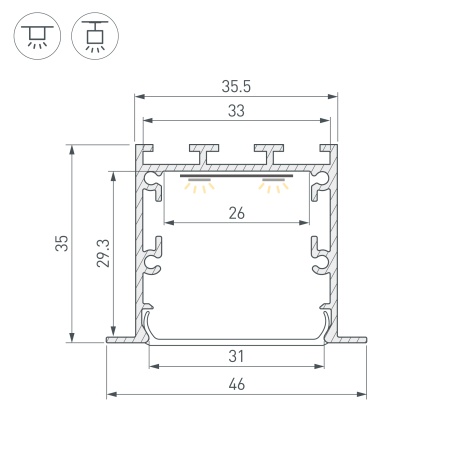 Профиль LINIA49-F-M-2500 WHITE (Arlight, Алюминий) Профиль LINIA49-F-M-2500 WHITE (Arlight, Алюминий)