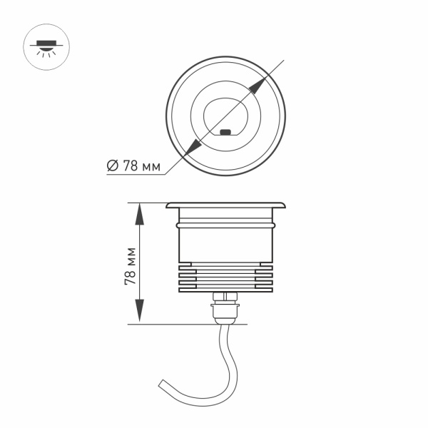 Светильник LTD-GROUND-TILT-R80-9W Warm3000 (SL, 60 deg, 230V) (Arlight, IP67 Металл, 3 года)