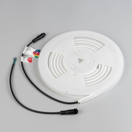 Лента герметичная WAVE-TOP-PU-H120-10x10mm 24V RGB (10 W/m, IP68, 3m, wire x1) (Arlight, Вывод боковой, 3 года)