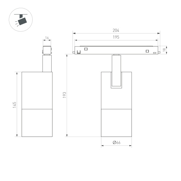 Светильник MAG-ORIENT-SPOT-ZOOM-R65-15W Warm3000 (BK, 34-60 deg, 48V, DALI) (Arlight, IP20 Металл, 5 лет)