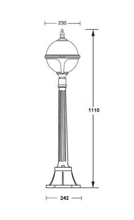 Ландшафтный столбик YAOHUA LUX, Черный, Классика, 88407 Bl