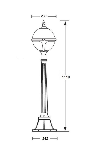 Ландшафтный столбик YAOHUA LUX, Черный, Классика, 88407 Bl