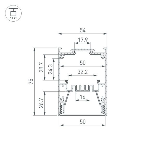Профиль IP-LINE-5475-2000 BLACK (Arlight, Алюминий) Профиль IP-LINE-5475-2000 BLACK (Arlight, Алюминий)