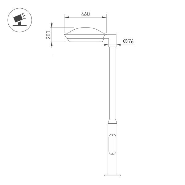 Светильник OXOR-ORNE-G1-460x200-50W Day4000 (BK, 120 deg, 230V) IP65 (Arlight, IP65 Металл, 3 года)