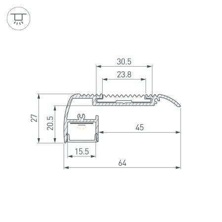 Профиль STAIR-W65-2000 ANOD BLACK (Arlight, Алюминий)