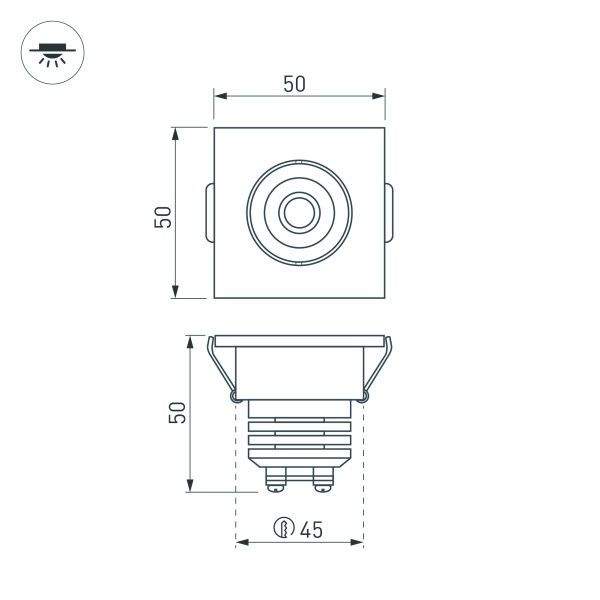 Светодиодный светильник LTM-S50x50WH 5W Day White 25deg (Arlight, IP40 Металл, 3 года) Светодиодный светильник LTM-S50x50WH 5W Day White 25deg (Arlight, IP40 Металл, 3 года)